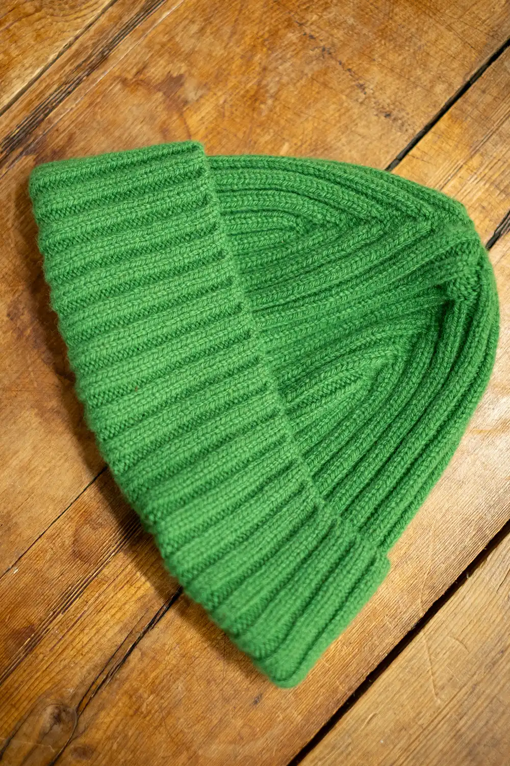 Rib Lambswool Beanie / Pea Green