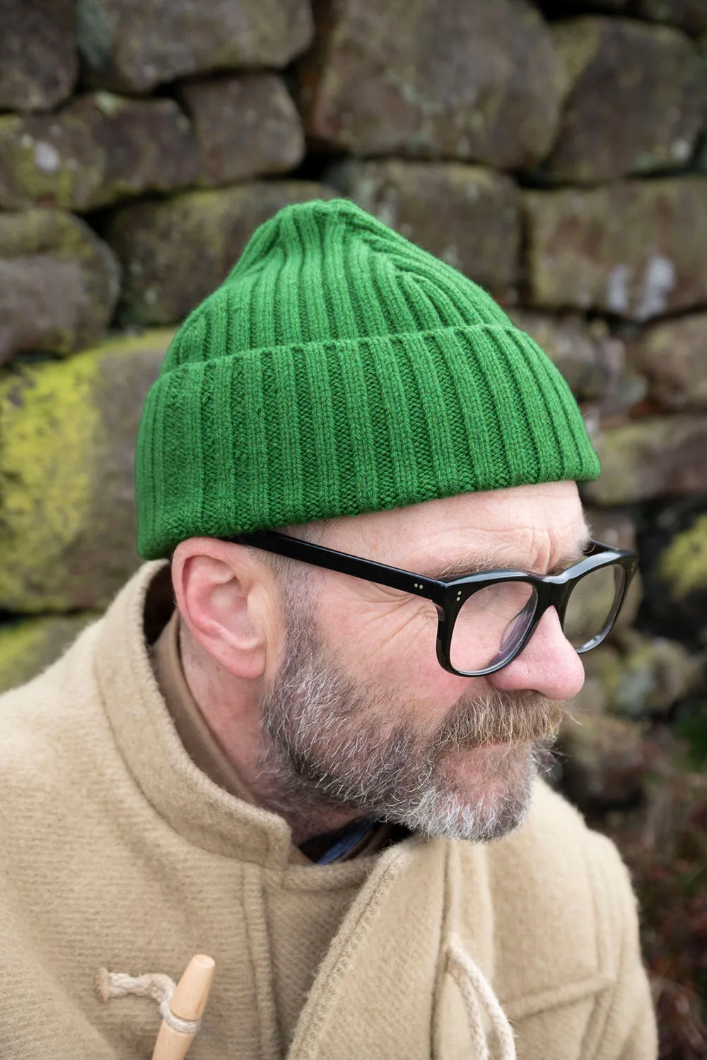 Rib Lambswool Beanie / Pea Green